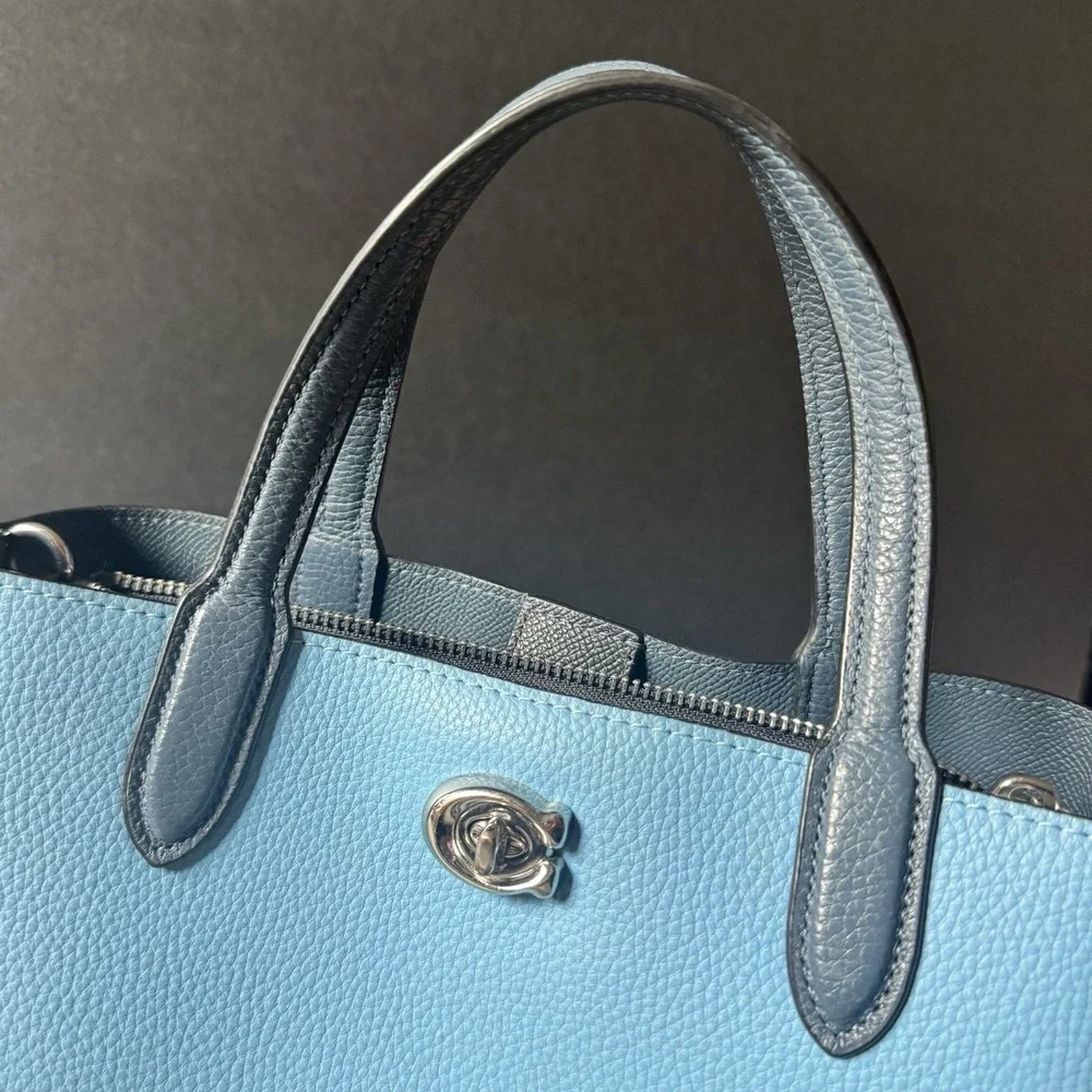NWT COACH Willow 24 Tote Pool Multi Blue Silver Tone Hardware Leather C8561